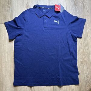 NWT Puma Ess Pique‎ Short Sleeve Polo Mens Navy Blue 2XLarge